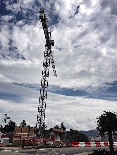 Crane at West Main Plaze in City of Charlottesville