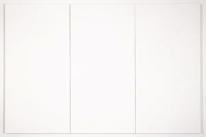 Three white painted panels of canvas